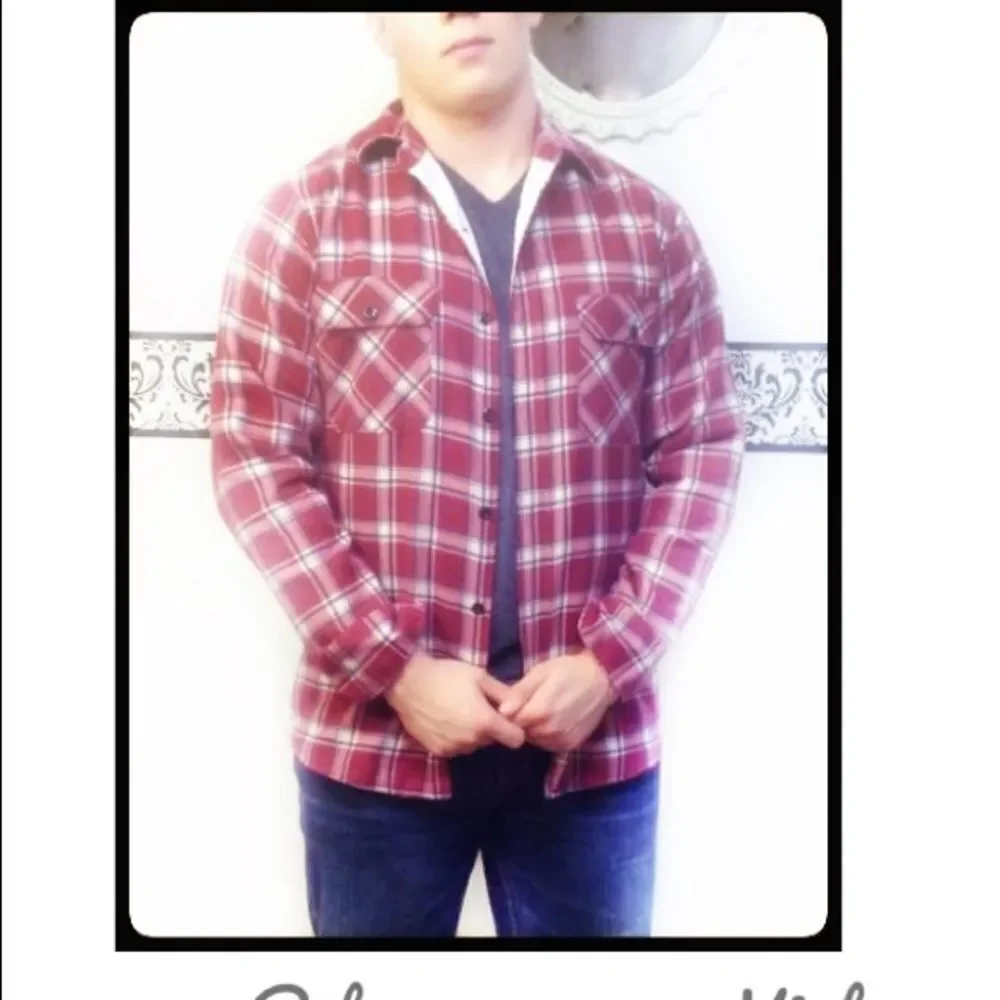 vintage Sears Quilted Plaid Flannel Shirt Medium - Picture 6 of 6